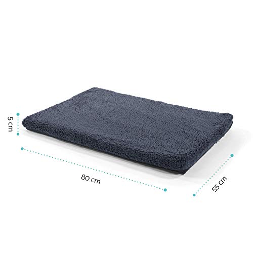 brunolie Luna Colchón para Perros Mediano, ortopédico, Transpirable y Antideslizante, Cama para Perros Agradable con Espuma de Memoria Transpirable, Gris Oscuro, Tamaño M (80 x 55 x 5 cm)