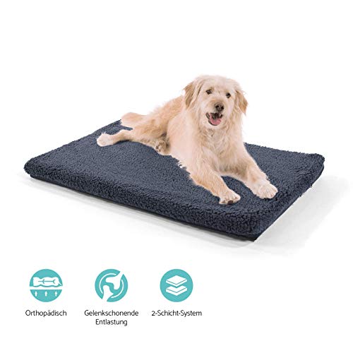 brunolie Luna Colchón para Perros Mediano, ortopédico, Transpirable y Antideslizante, Cama para Perros Agradable con Espuma de Memoria Transpirable, Gris Oscuro, Tamaño M (80 x 55 x 5 cm)