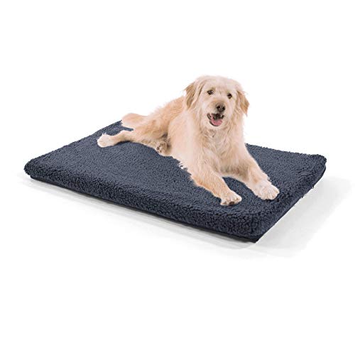 brunolie Luna Colchón para Perros Mediano, ortopédico, Transpirable y Antideslizante, Cama para Perros Agradable con Espuma de Memoria Transpirable, Gris Oscuro, Tamaño M (80 x 55 x 5 cm)