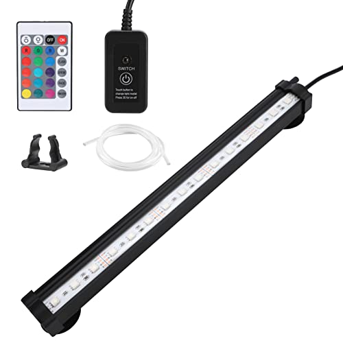 Brynnl Luz de acuario, luz LED para pecera con controlador de 24 teclas, luces multicolores de burbujas de aire, IP68, luz sumergible para pecera, impermeable, para plantas, acuario, pecera (28 cm)