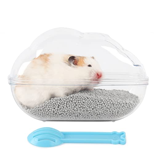 BUCATSTATE Baño de Hámster con Pala, Transparente Baño de Arena de Hámster Contenedor, Sauna Baño de Hámster para Guinea Pig Hurón Gerbil Chinchilla (L)