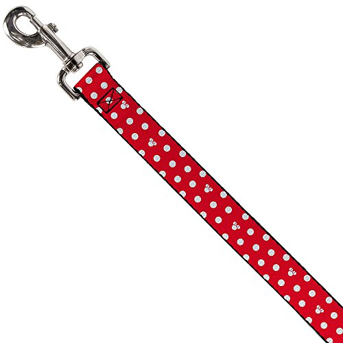 Buckle Down Amplia 1,5 "" Minnie ratón Lunares/Mini Silueta Rojo/Blanco Perro Correa, 4 '