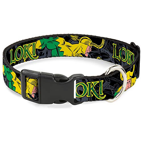 Buckle-Down Collar de plástico para Perro con Cierre de Hebilla, Color Negro, Gris, Amarillo, Verde, Disponible en tamaños Ajustables para Perros pequeños, medianos y Grandes