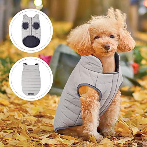 Buddypuppy Abrigo Perro, Impermeable Abrigos para Perros con Agujero para arnés, cálida Chaqueta Perro de Invierno Ropa Perro para Perros pequeños medianos, Gris, XL