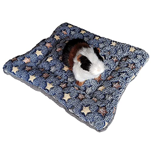 BundleMall 3 piezas de cama de felpa de animales pequeños, cálida manta mullida para cachorro, almohadilla de felpa para dormir, conejo, chinchilla, ardilla (pequeño: 45 x 30 cm, azul+marrón + rosa)