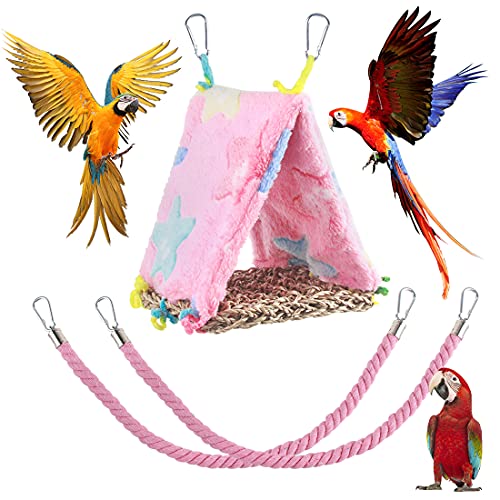 BundleMall Hamaca colgante para casa de nido de pájaros, cabaña para loros, jaulas, accesorios para pájaros, parakeet, tienda de campaña columpios de pájaros (Set-C)