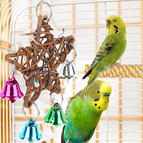 BundleMall poste de pie para pájaros y loros, accesorios para jaulas de pájaros, cuerda para patas para loros, loros, agapornis y ratones, juguetes deportivos (mediano: 11,7 x 2,5 cm, A-3 unidades)