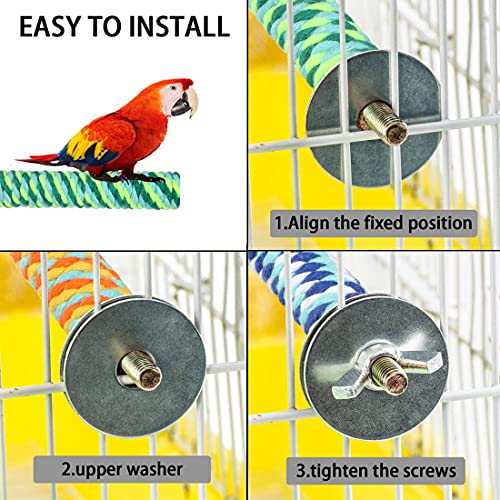 BundleMall poste de pie para pájaros y loros, accesorios para jaulas de pájaros, cuerda para patas para loros, loros, agapornis y ratones, juguetes deportivos (mediano: 11,7 x 2,5 cm, A-3 unidades)