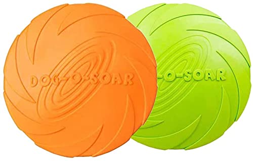 CABLEPELADO Pack 2 Frisbee para Perro Juguete Disco Volador para Perro 15 cm Naranja y Verde