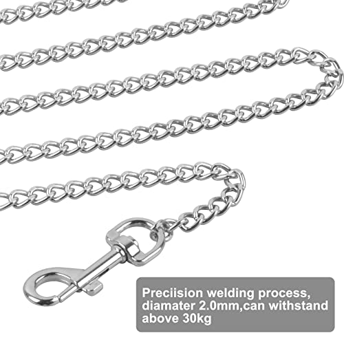 Cadenas para Perros, Correa de Cadena de Metal, 118 cm Cadena de Correa de Perro, Cadena Perros, Cadena Collar Perro para Perros Pequeños y Medianos - Negro + Plata