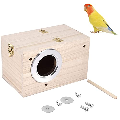 Caja De Cría De Pájaros,Caja De Cría De Aves De Madera,Caja De Nido De Cría De Loros,Caja Nido Madera Para Periquitos,Con Pértiga,Se Utiliza Para Pájaros Pequeños Como Pinzones,Periquitos,Canarios