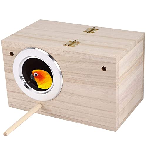 Caja De Cría De Pájaros,Caja De Cría De Aves De Madera,Caja De Nido De Cría De Loros,Caja Nido Madera Para Periquitos,Con Pértiga,Se Utiliza Para Pájaros Pequeños Como Pinzones,Periquitos,Canarios