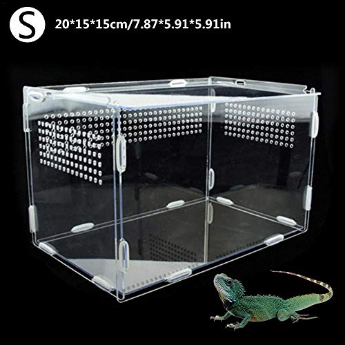 Caja de reproducción de reptiles Aional, lagarto, ciempiés, araña, camaleón, terrario, caja ornamental, terrario acrílico, caja transparente