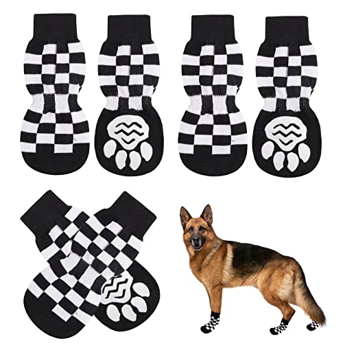 Calcetines Antideslizantes para Perros,3 Pares Protectores de Patas para Perros Gatos,Calcetines Ajustables para Mascotas con Refuerzo de Goma Control de Tracción Calcetin,para Interior Al Aire Libre