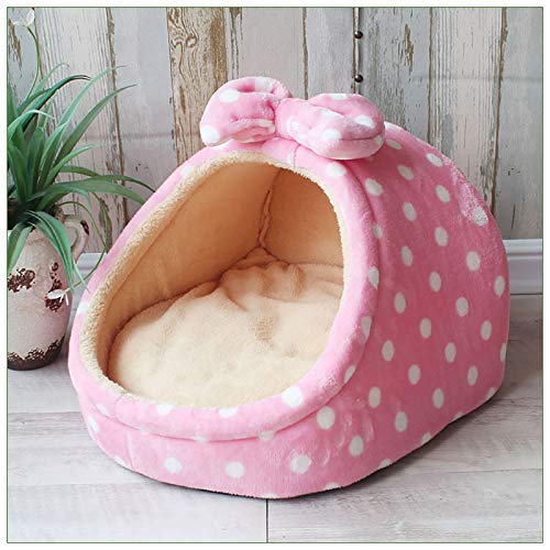 Calculatrice Bowknot 1 cama de mascotas pequeña y mediana para perros, para las cuatro estaciones, otoño e invierno. Cama cálida para bebé. Tamaño M