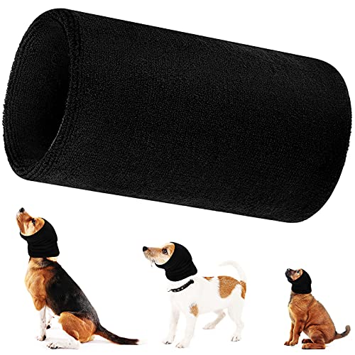 Calentador de Cuello y Orejas de Perros Caperuza de Perro Envoltura de Oreja de Perro Mascota Gorro de Punto de Perro de Invierno para Confort en Lugar de Ruido (4,7 x 5,1 Pulgadas)