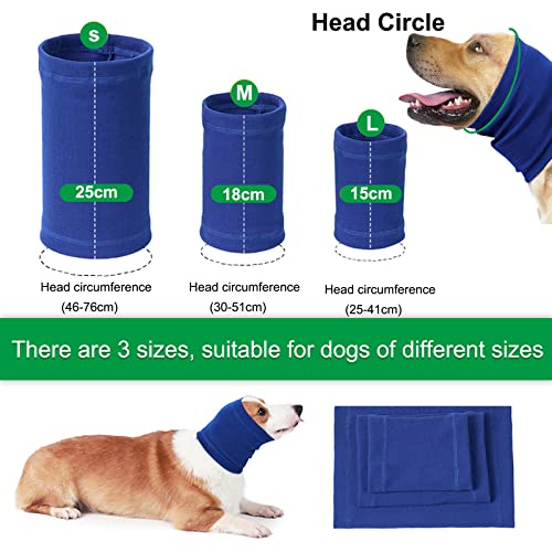 Calentador de Cuello y Orejas de Perros Caperuza de Perro Envoltura de Oreja de Perro Mascota Gorro de Punto de Perro de Invierno para Confort en Lugar de Ruido (Azul, Large)