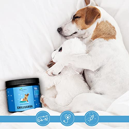 Calmante Perros Vegavero® | Relajante + Ansiedad + Estrés | Relajante & Tranquilizante Perros | Sin Aditivos | con Magnesio + Teanina + Ashwagandha + Hipérico + Camomila | Vegano | 150 g en Polvo