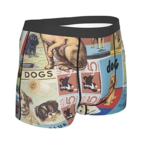 Calzoncillos bóxer para hombre, diseño vintage de perro, divertido póster de perros, Negro, XXL