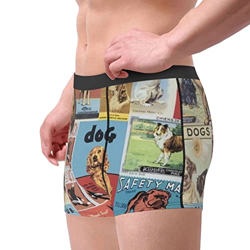 Calzoncillos bóxer para hombre, diseño vintage de perro, divertido póster de perros, Negro, XXL