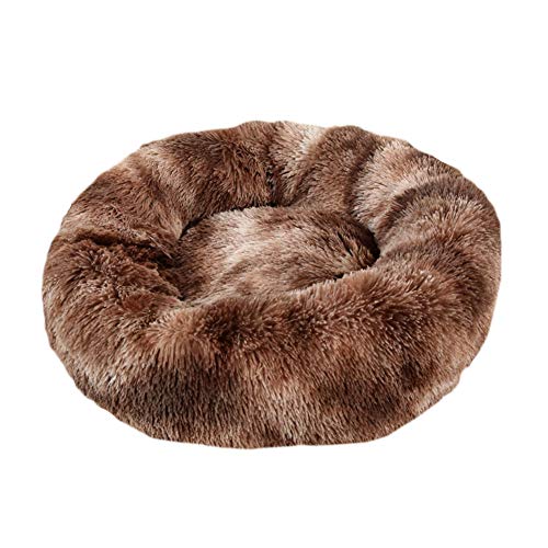 Cama De Felpa Tipo Rosquilla, Cama para Perros, Cama para Gatos, Cojín Redondo para Mascotas, Sofá Cómodo, Cama para Mascotas Antideslizante,Marrón 4,5XL:120cm