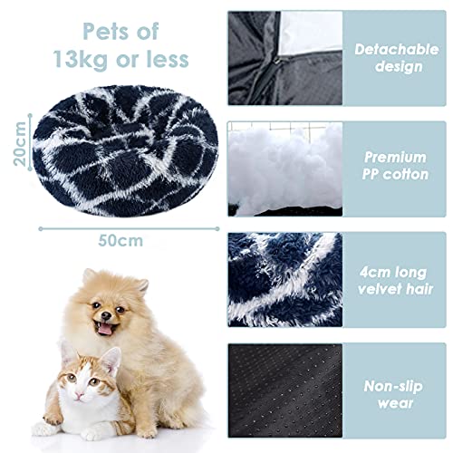 Cama De Gato 50cm Cama De Perro Mediano Pet Bed Cama Gato Redonda Cama para Mascotas Suave Y CáLida Cama para Perros De Felpa Cama para Perros Redonda Cama Mascotas Relajante Mullida, Rayas Tibetanas