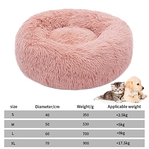 Cama de Gato Donut Cama, Cama Perro Suave Cama Gato Redonda Ø 40-70cm/4 Tamaños, Cama para Mascotas Gatos y Perros Pequeños Lavable y Antideslizante para Gatos y Perro Grande, Mediano y Pequeño