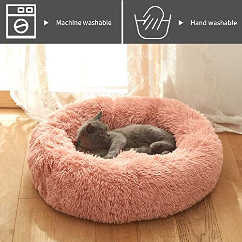 Cama de Gato Donut Cama, Cama Perro Suave Cama Gato Redonda Ø 40-70cm/4 Tamaños, Cama para Mascotas Gatos y Perros Pequeños Lavable y Antideslizante para Gatos y Perro Grande, Mediano y Pequeño