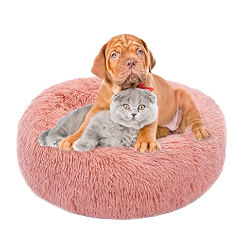 Cama de Gato Donut Cama, Cama Perro Suave Cama Gato Redonda Ø 40-70cm/4 Tamaños, Cama para Mascotas Gatos y Perros Pequeños Lavable y Antideslizante para Gatos y Perro Grande, Mediano y Pequeño