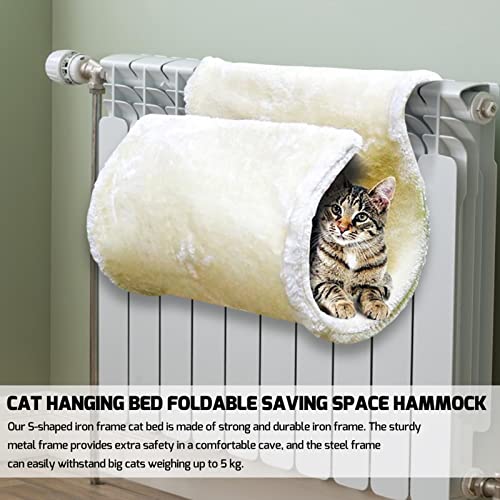 Cama de radiador de lujo para gatos, hamaca blanca cálida, cesta de cama para cachorros, lavable, con marco fuerte, regalo de invierno para gatos