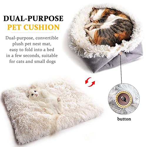 Cama Gato y Perros 2 en 1 Almohadas para Camas para Perros Cojín de Cama para Mascotas Cama para Perros Pequeños Lavable Felpa Sofá de Gatos Muy Suave Cómoda Adecuado para perros gatos