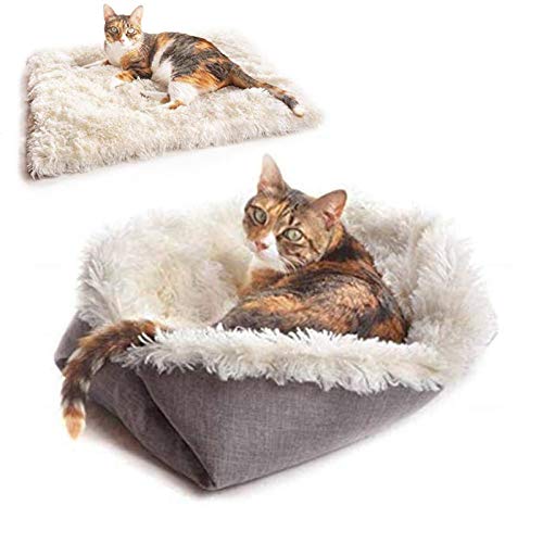 Cama Gato y Perros 2 en 1 Almohadas para Camas para Perros Cojín de Cama para Mascotas Cama para Perros Pequeños Lavable Felpa Sofá de Gatos Muy Suave Cómoda Adecuado para perros gatos