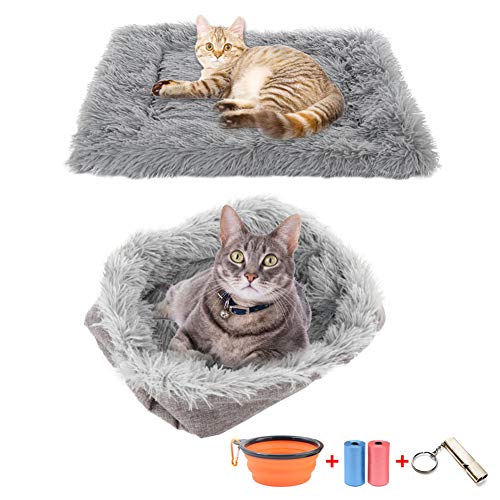 Cama Gato y Perros 2 en 1 Almohadas para Camas para Perros Cojín de Cama para Mascotas Cama para Perros Pequeños Lavable Felpa Sofá de Gatos Muy Suave Cómoda Adecuado para Perros/Gatos pequeños