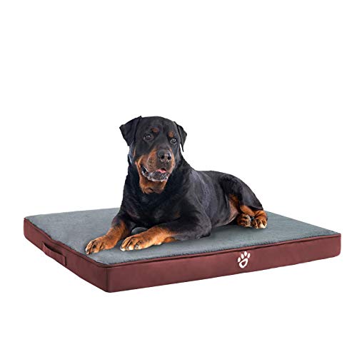 Cama ortopédica para Perros pequeños, medianos y Grandes, colchón para Perros Lavable, Almohada de Espuma en Forma de Caja de Huevos con Funda extraíble，XXXL Rojo