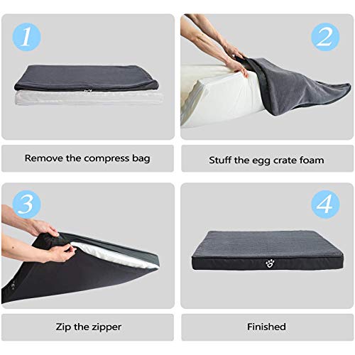 Cama ortopédica para Perros pequeños, medianos y Grandes, colchón para Perros Lavable, Almohada de Espuma en Forma de Caja de Huevos con Funda extraíble,XL Negro