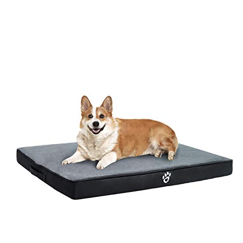 Cama ortopédica para Perros pequeños, medianos y Grandes, colchón para Perros Lavable, Almohada de Espuma en Forma de Caja de Huevos con Funda extraíble,XL Negro