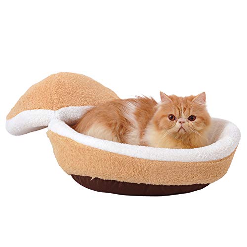 Cama para gatos con forma de hamburguesa,Saco de Dormir para Gatitos Cachorros, con funda desmontable, un cálido Refugio, cómodo para tu Mascota,M