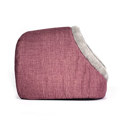 Cama para Gatos Suave Cueva Suave Gato Un Nido de Mascotas Mediano Carpa para Gatos con cojín Interior 37*33*27cm (S93, Rojo)