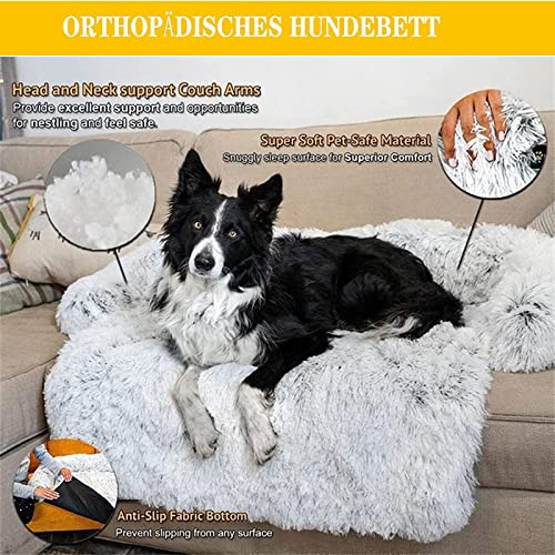 Cama para perro lavable y calmante, cómoda para sofá, jaula, colchón para dormir profundo, manta de felpa para mascotas con parte inferior antideslizante para aliviar la ansiedad (XS, gris oscuro-A)