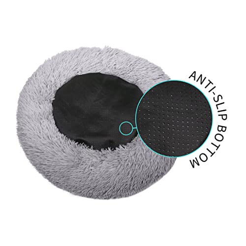 Cama para Perros Cama para Gatos, Redonda Suave Lavables Cama para Mascota con Parte Inferior Antideslizante y Cómodo Mullida Felpa Adecuado para Gatos y Perros Pequeños (40cm Gris Claro)