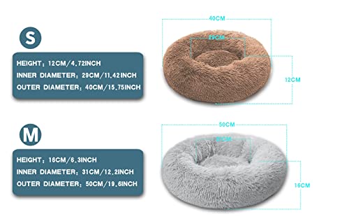 Cama para Perros Cama para Gatos, Redonda Suave Lavables Cama para Mascota con Parte Inferior Antideslizante y Cómodo Mullida Felpa Adecuado para Gatos y Perros Pequeños (40cm Gris Claro)