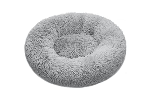 Cama para Perros Cama para Gatos, Redonda Suave Lavables Cama para Mascota con Parte Inferior Antideslizante y Cómodo Mullida Felpa Adecuado para Gatos y Perros Pequeños (40cm Gris Claro)