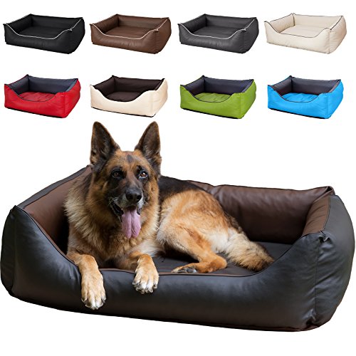 Cama para perros CopcoPet Rocco 2 en 1, impermeable y de piel sintética, con colchón de plástico para perros con espuma de copos o espuma viscoelástica ortopédica