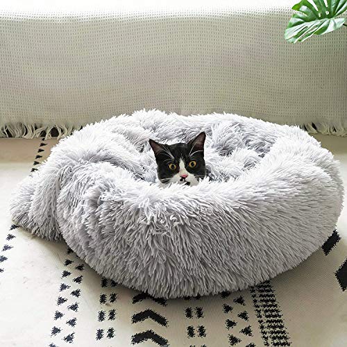 Cama para Perros Gatos y Mantas Perros 2 Piezas de felpa suave Camas redondas para rosquillas Almohadas para Perros Cojín para Camas para Gatos con Calentamiento Automático Cojín para Sofá para Perros