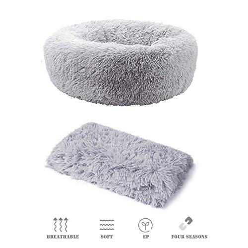 Cama para Perros Gatos y Mantas Perros 2 Piezas de felpa suave Camas redondas para rosquillas Almohadas para Perros Cojín para Camas para Gatos con Calentamiento Automático Cojín para Sofá para Perros