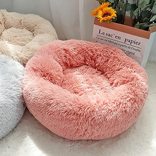 Cama para Perros Mullida Y Tranquila Cama De Felpa con Forma De Rosquilla para Mascotas, Sillón Reclinable Ortopédico Redondo, Saco De Dormir, Perrera, Sofá Pequeño Mediano Cama Gato