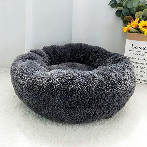 Cama para Perros Mullida Y Tranquila Cama De Felpa con Forma De Rosquilla para Mascotas, Sillón Reclinable Ortopédico Redondo, Saco De Dormir, Perrera, Sofá Pequeño Mediano Cama Gato