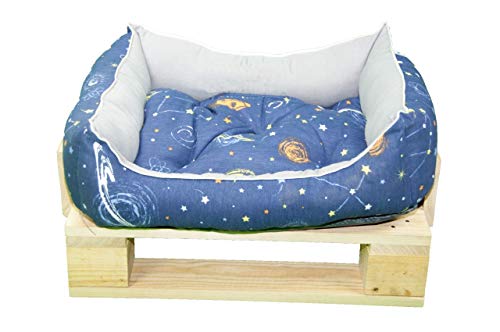 ? Cama para Perros, Sofá para Perros, Cesta para Perros con Cojín Extraíble Estampado Galaxia + Cama Palet Europeo NUEVOS A ESTRENAR ? … (Colchoneta, M (65x55x23.5 cm))