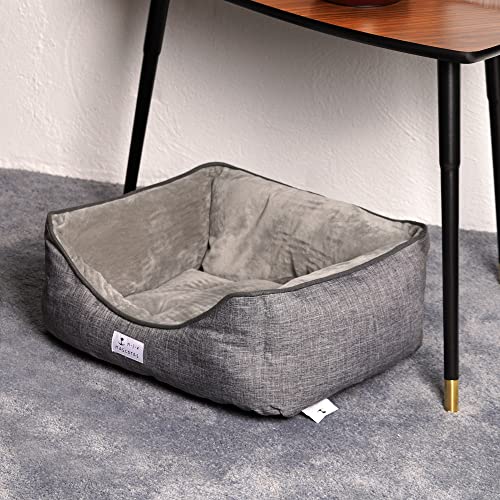 Cama para Perros Super Cómoda Cama para Mascotas con Suave Cama de Perros y Gatos Alfombra para Mascotas (52*40*20cm, Gris)