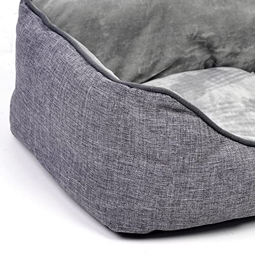 Cama para Perros Super Cómoda Cama para Mascotas con Suave Cama de Perros y Gatos Alfombra para Mascotas (52*40*20cm, Gris)